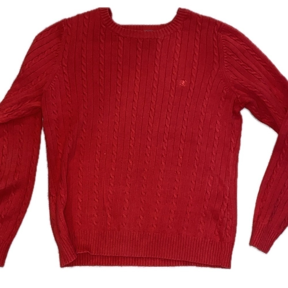 Red Izod Women's Petite Large Cable Knit Sweater
